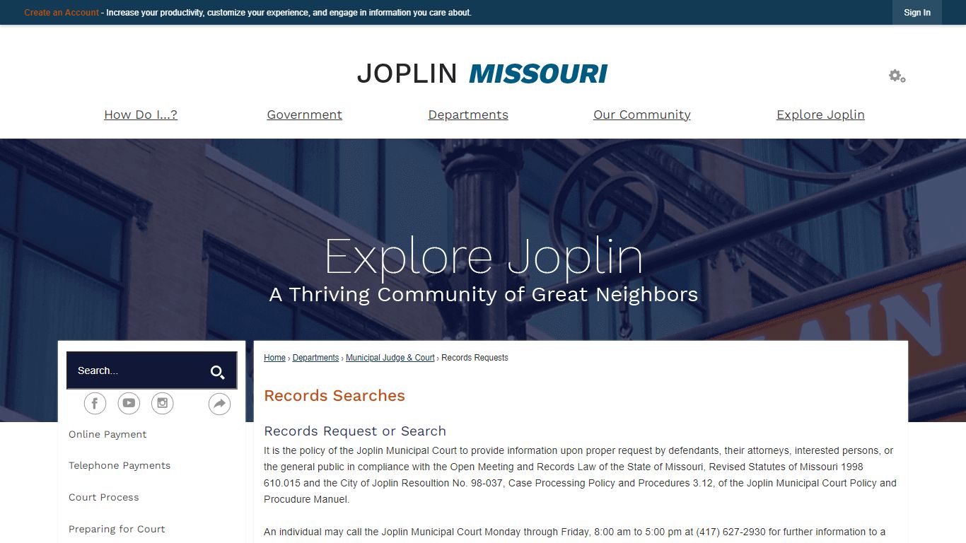 Records Searches | Joplin, MO - Official Website