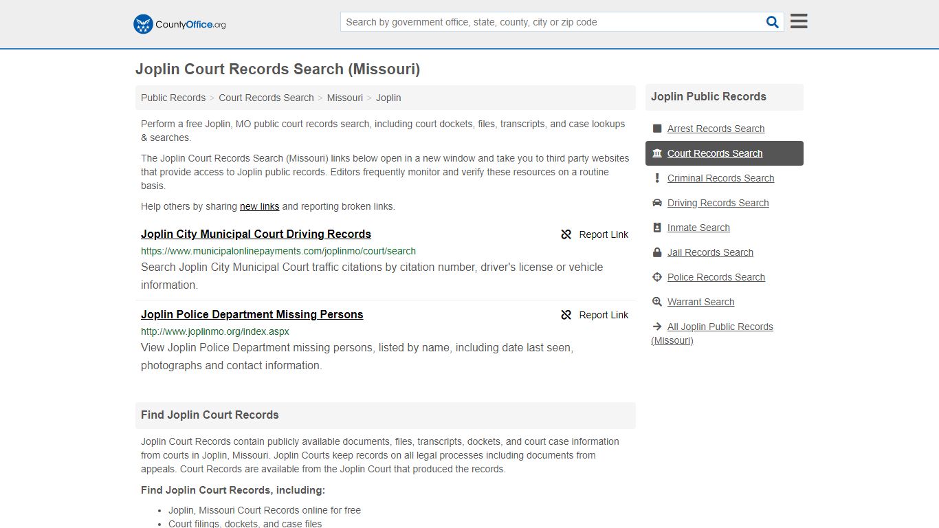 Joplin Court Records Search (Missouri) - County Office